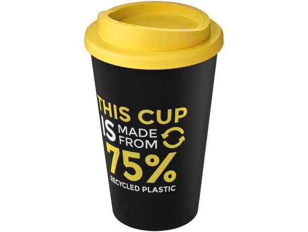 Vaso de plástico con tapa de rosca polipropileno reciclado 350ml Negro intenso/amarillo detalle 5