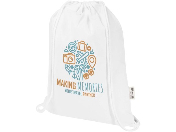 Bolsa con cuerdas Peru Blend de algodón reciclado GRS 5L Blanco detalle 10