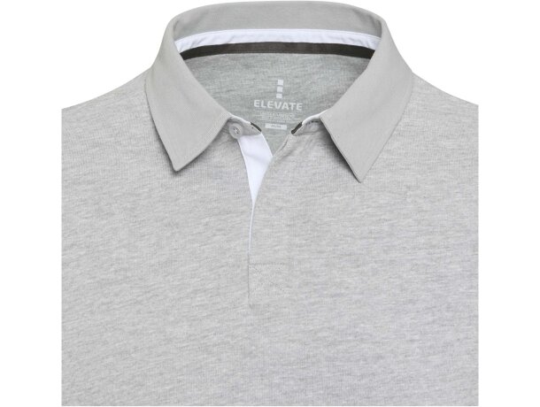 Sudadera polo rugby unisex Clyde algodón orgánico 280 g/m² Gris mezcla detalle 19