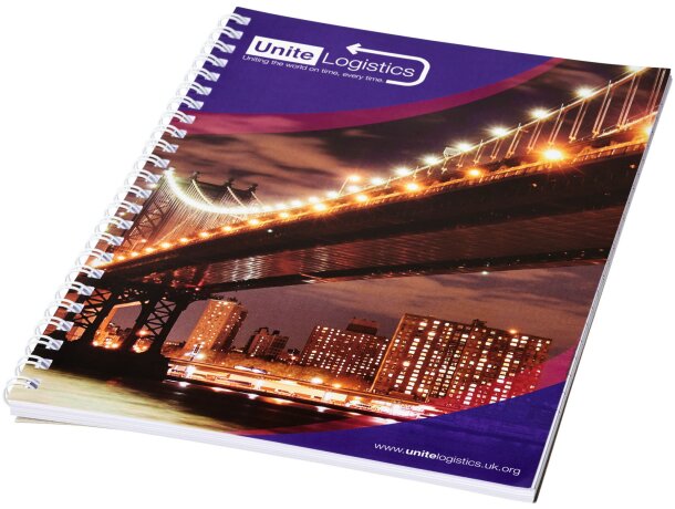 Cuaderno con espiral A4 Desk-Mate personalizable corporativo Negro intenso/blanco detalle 8