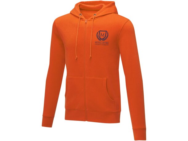 Sudadera con capucha y cremallera completa hombre Theron Naranja detalle 11
