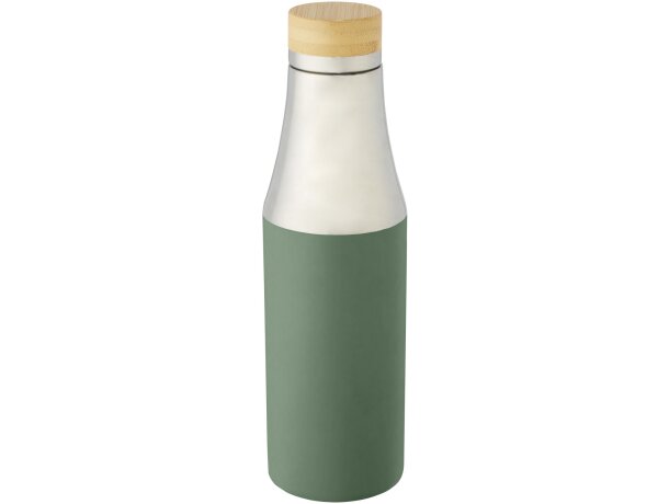 Botella de acero inoxidable con aislamiento al vacío de cobre de 540 ml con tapa de bambú Hulan Verde mezcla detalle 23