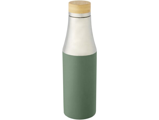 Botella de acero inoxidable con aislamiento al vacío de cobre de 540 ml con tapa de bambú Hulan Verde mezcla detalle 23