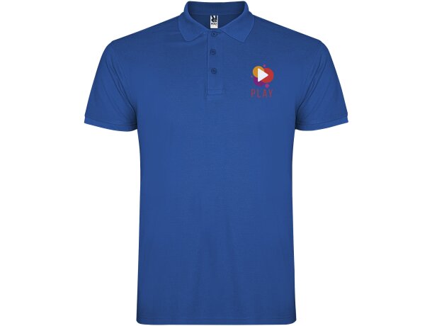 Polo de manga corta infantil Star Roly en punto piqué Azul real detalle 10