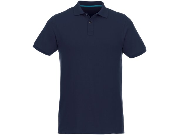 Polo de manga corta de material reciclado orgánico GRS para hombre Beryl Azul marino detalle 7