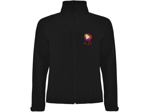 Chaqueta softshell unisex Rudolph de Roly con resistencia agua Negro intenso detalle 1