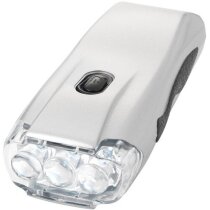 Linterna con mecanismo dinamo 3 leds personalizada plata Linterna con mecanismo dinamo 3 leds personalizada plata