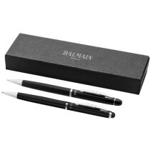Juego de bolígrafos con puntero en estuche personalizado negro intenso Juego de bolígrafos con puntero en estuche personalizado negro intenso