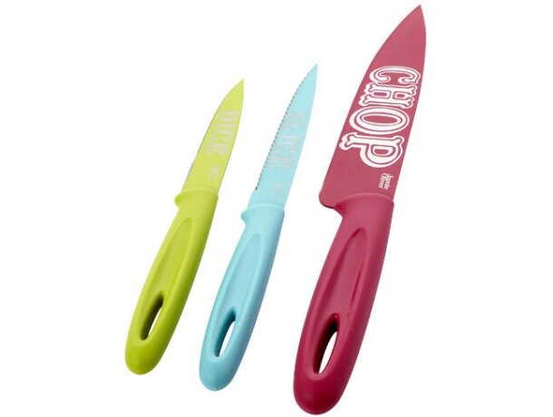 Set de cuchillos de cocina 3 piezas personalizado multicolor Set de cuchillos de cocina 3 piezas personalizado multicolor