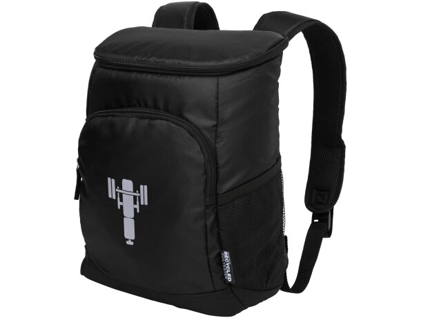 Mochila isotérmica reciclada 18 latas certificación GRS Negro intenso detalle 1