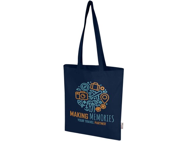 Bolsa tote 7L algodón reciclado certificado GRS Peru Blend Azul marino detalle 15