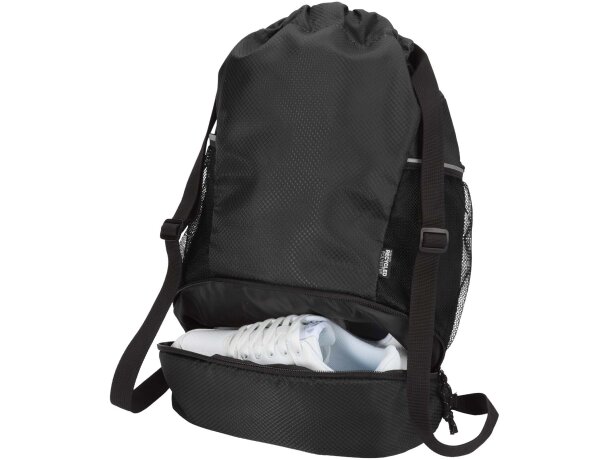 Bolsa deportiva Nomad 18L con cordón y compartimentos separados Negro intenso detalle 4