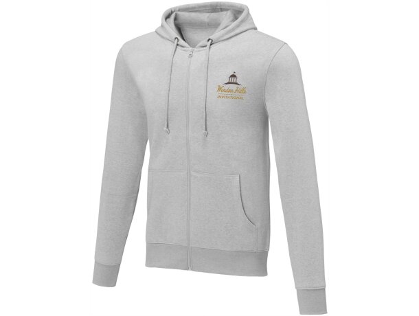 Sudadera con capucha y cremallera completa hombre Theron Gris mezcla detalle 26