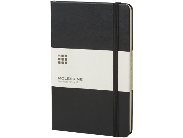 Libreta tapa dura M rayada Classic con cierre elástico Negro intenso detalle 6