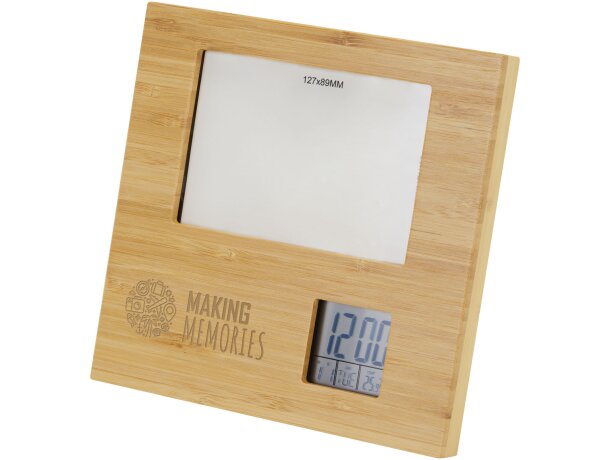 Marco de fotos bambú termómetro digital Sasa certificado FSC Natural detalle 1
