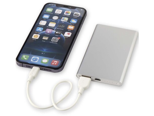 Batería externa Pep 4000 mAh aluminio reciclado certificado RCS Plateado detalle 27