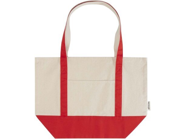 Bolsa tote de algodón reciclado certificado GRS Sam Rojo/natural detalle 14