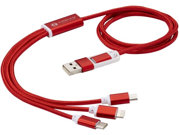Cable de carga personalizado 100 cm con 5 conectores Versatile Rojo detalle 1