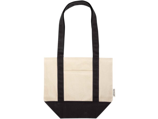 Bolsa tote mini algodón reciclado certificado GRS 320 g/m² Sam Negro intenso/natural detalle 2