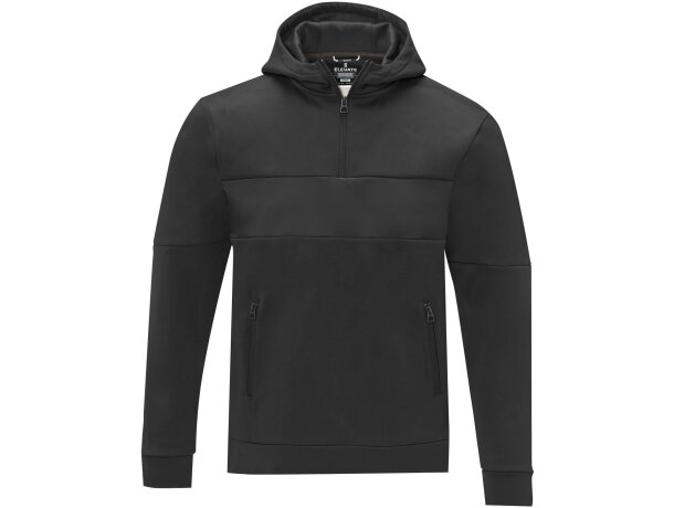 Jersey anorak con capucha y media cremallera hombre Sayan Negro intenso detalle 17