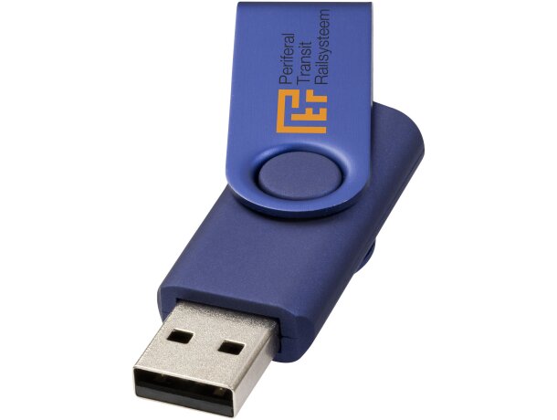 Memoria USB metálica Rotate 4GB con mecanismo rotativo Azul marino detalle 5