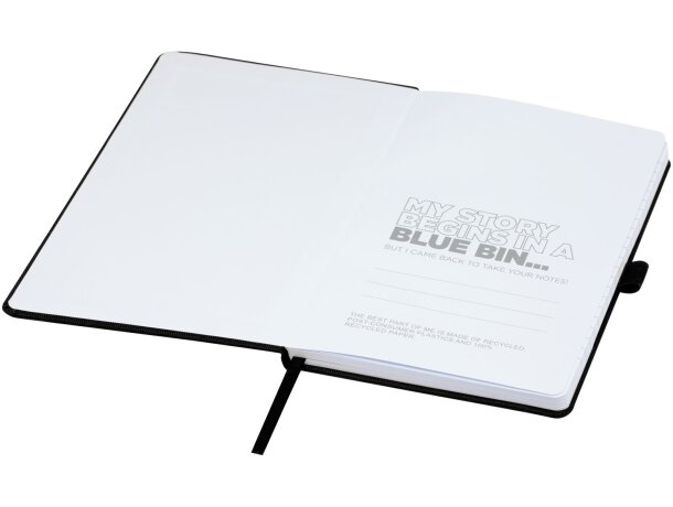 Libretas ecológicas tamaño A5 con tapa de RPET y 80 hojas recicladas Honua Negro intenso detalle 22