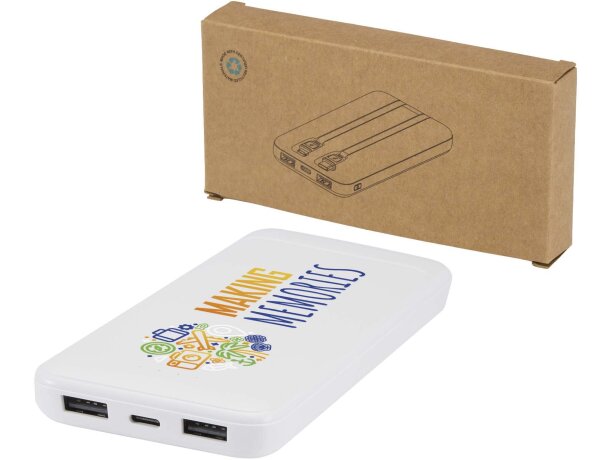 Batería externa Adhil de plástico reciclado 10000 mAh Blanco detalle 8
