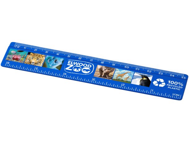 Regla Refari 15 cm plástico reciclado personalizable Azul detalle 7