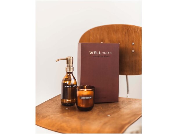 Set Wellmark Discovery dispensador jabón 250 ml con vela 150 g Granate detalle 9