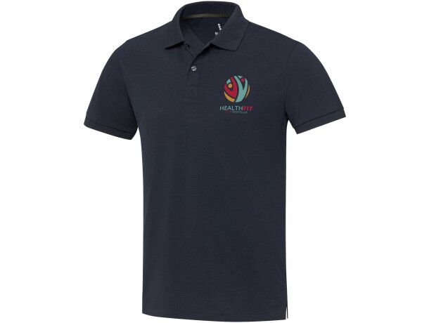 Polo manga corta unisex Aware Emerald con tejido reciclado Azul marino detalle 7