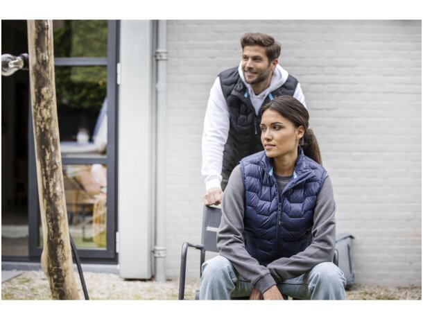 Chaleco aislante reciclado GRS con plumas RDS mujer Epidote Gris tormenta detalle 18