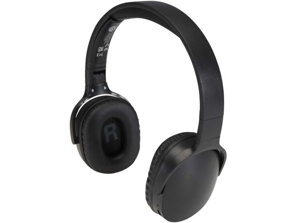 Auriculares Bluetooth Ancha de plástico reciclado plegables Negro intenso detalle 4