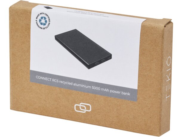 Batería externa Connect de aluminio reciclado con 5000 mAh Negro intenso detalle 4