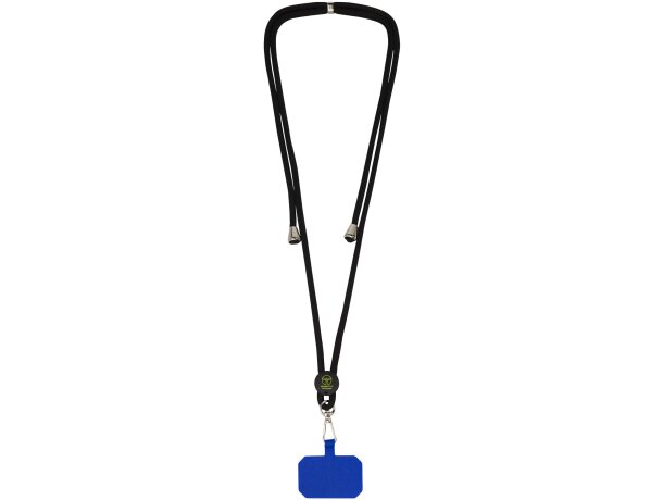 Lanyard regulable Kubi con gancho metálico y cinta de nylon Azul real detalle 16