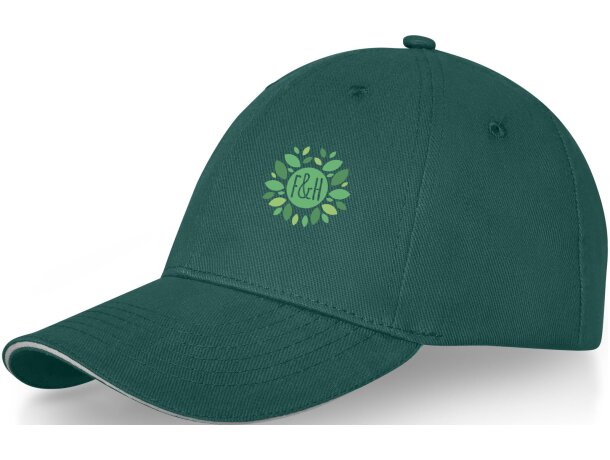 Gorra de 6 paneles Darton personalizadas con detalle de ribete elegante Verde bosque detalle 25