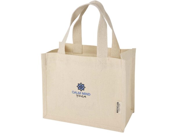Bolsa tote con fuelle algodón reciclado certificado GRS Odessa Natural detalle 1