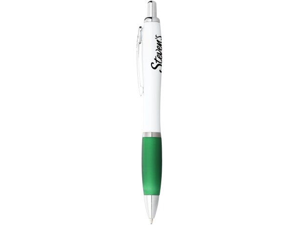 Bolígrafo blanco con grip de colores barato