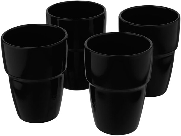 Set de regalo de 4 vasos apilables de 280 ml Staki Negro intenso detalle 31
