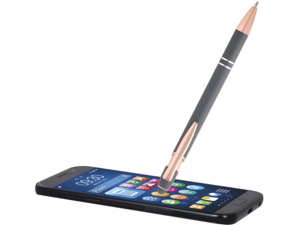 Bolígrafo Nanna aluminio reciclado acabado oro rosa detalle 20