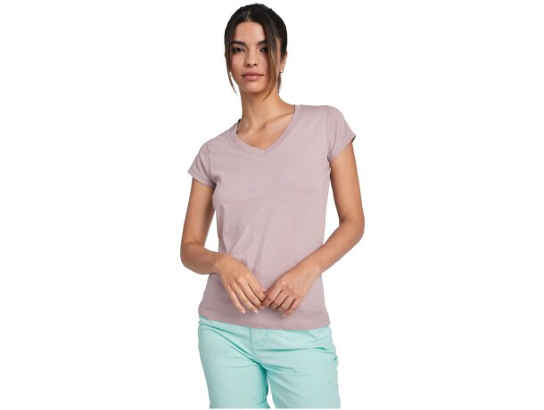 Camiseta cuello pico mujer Roly Victoria algodón 155 g/m² Blanco detalle 5