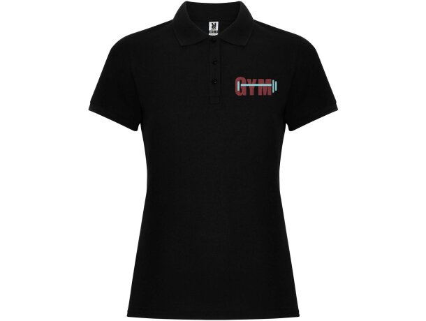 Polo manga corta mujer Pegaso Premium Roly piqué algodón Negro intenso detalle 5