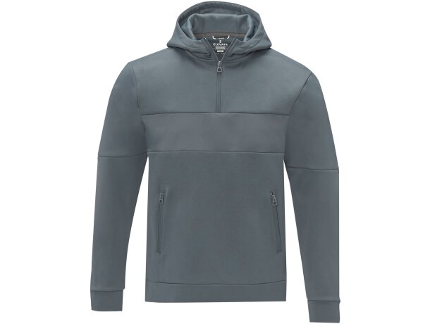 Jersey anorak con capucha y media cremallera hombre Sayan Gris acero detalle 12