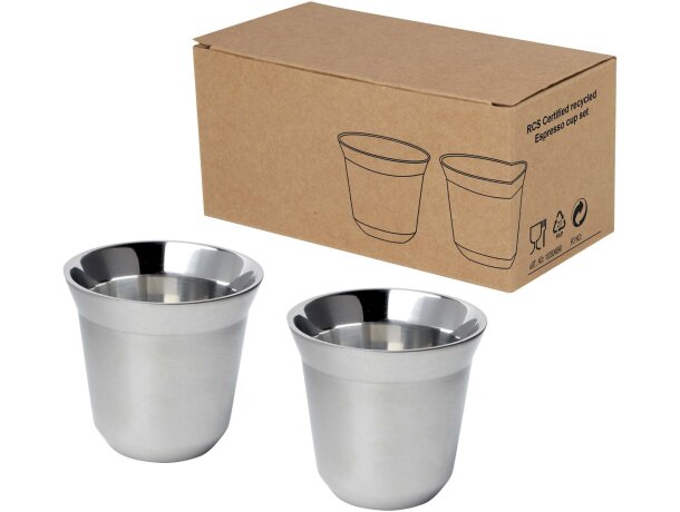 Tazas espresso Duo acero inoxidable reciclado certificado Negro intenso detalle 10