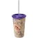 Vasos de plástico publicitario pp reciclado con pajita de silicona 350ml Morado
