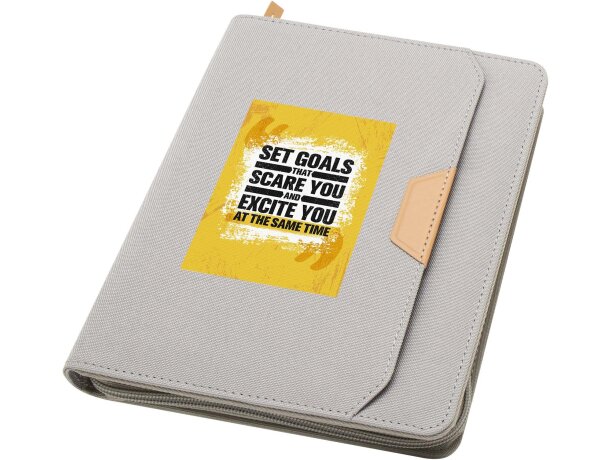 Portafolios A5 Nomumi de plástico PET reciclado y papel FSC Gris detalle 6