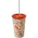 Vasos de plástico publicitario pp reciclado con pajita de silicona 350ml Naranja
