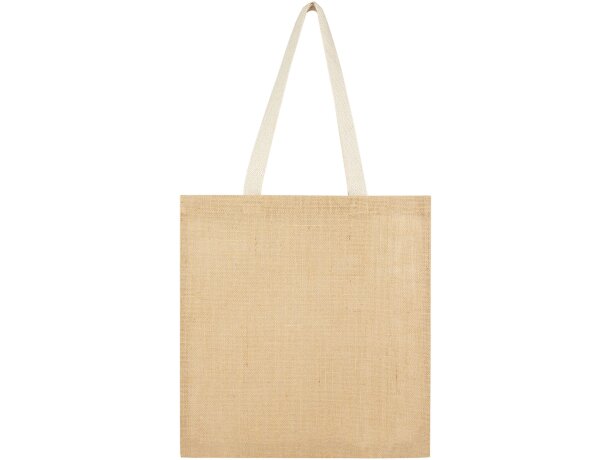 Bolsa tote Juta de yute laminado 300 g/m² con asas de algodón Natural/blanco detalle 2