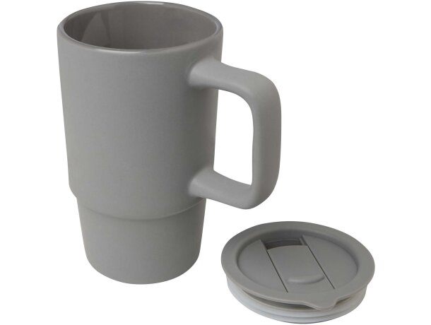 Taza térmica de gres Carter con tapa antiderrame 450ml Gris detalle 11