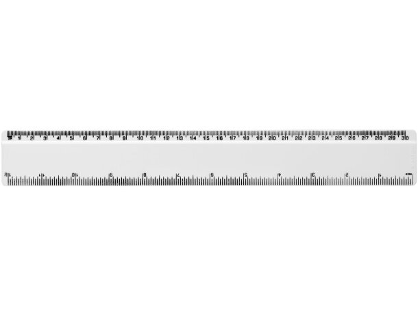 Regla 30 cm Refari plástico reciclado HIPS doble escala Blanco detalle 2
