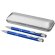 Juego de bolígrafo y portaminas de aluminio en estuche personalizado azul medio